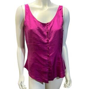 studio new york 90s 100% silk raspberry sleeveless blouse small